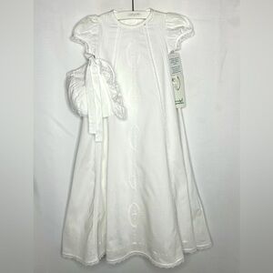 Isabel Garreton White Cotton Christening Gown with Bonnet 6 Months
